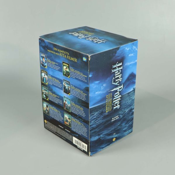 Baksidan av Harry Potter box med filmöversikt och bilder