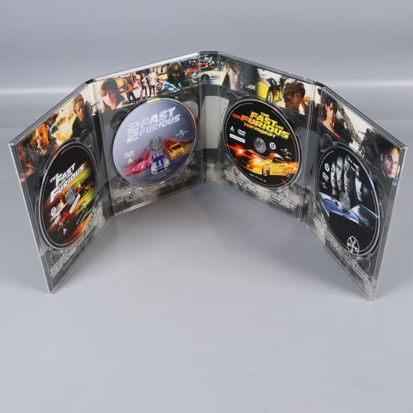 Fast & Furious DVD-box uppfälld med fyra filmer i fodralet