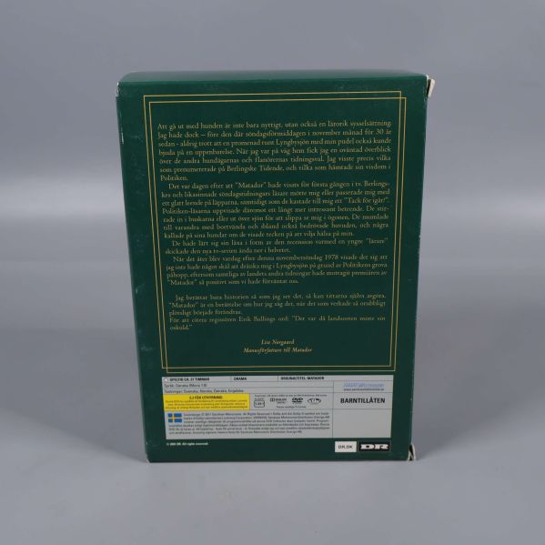 Baksidan på Matador boxen med beskrivning och detaljer