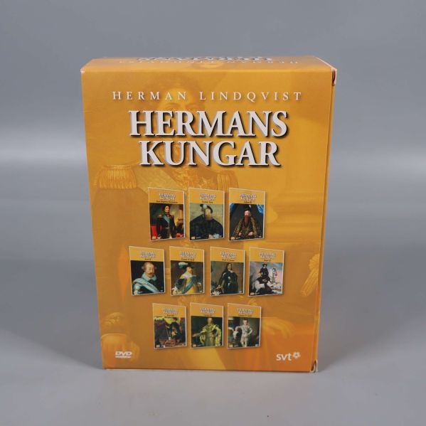 Baksida av Hermans Kungar DVD-box med presentation av innehåll