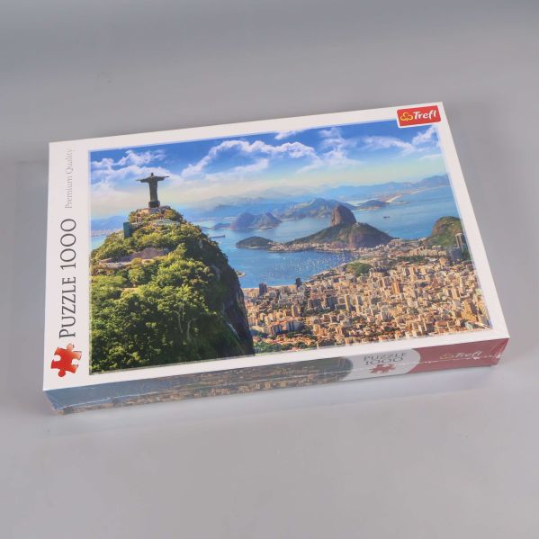 Pussellåda med motiv av Rio de Janeiro och Kristusstatyn