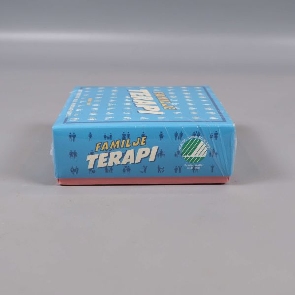 Blå kortsida på Familjeterapi spel med märkning