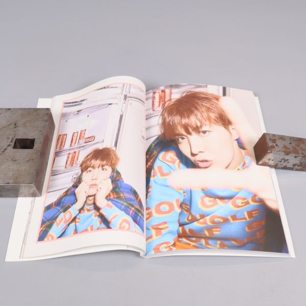 Uppslagen fotobok med färgstarka idolbilder