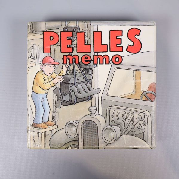 Framsidan av Pelles memo med illustration på Pelle och bilmotor