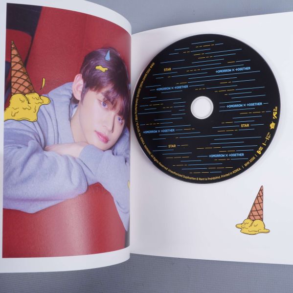 Närbild på CD-skiva i boken med idolbild