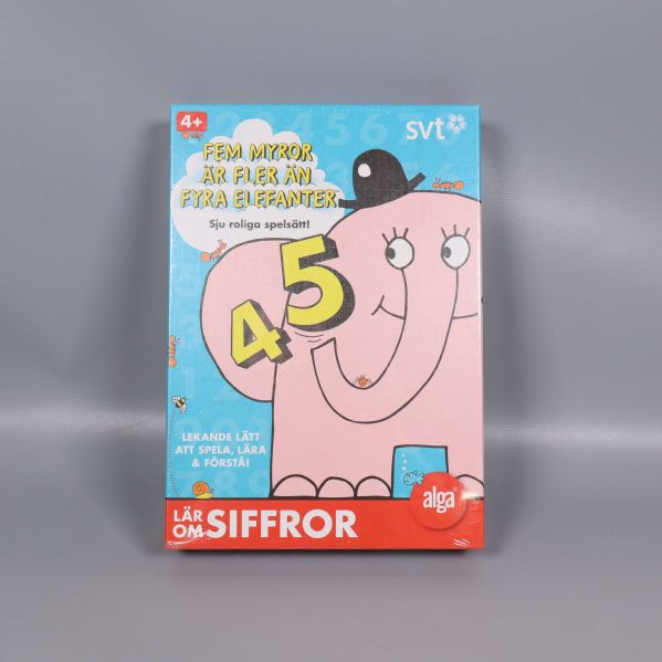 Framsidan av spelet med elefant och siffror