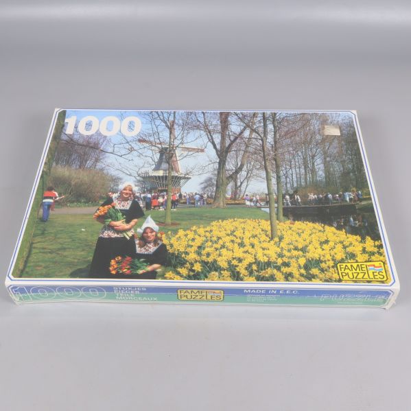 Pusselbox med motiv av Holland och blommor