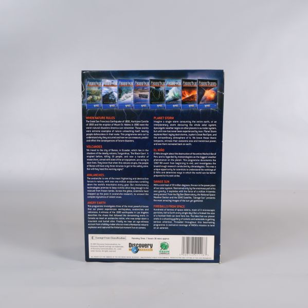 Baksidan av The Raging Planet DVD-box med beskrivning av innehållet