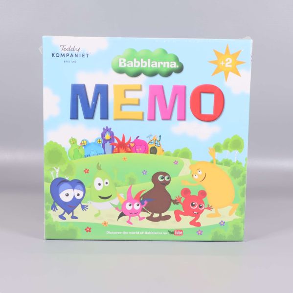 Babblarna memo box framsida med färgglada figurer