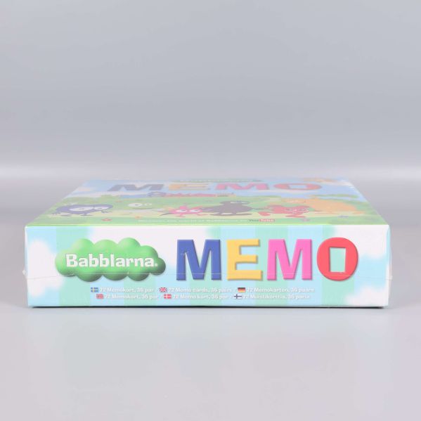 Babblarna memo box sida med logotyp och titel
