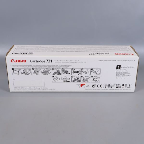 Baksidan av Canon 731 kartong med installationsinstruktioner