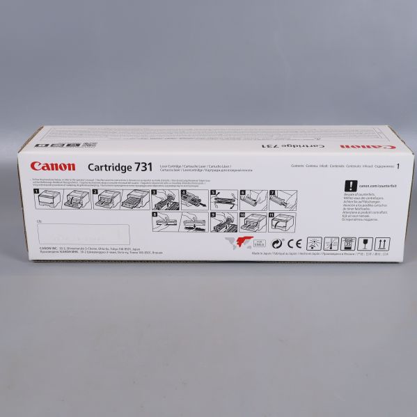 Baksida av Canon 731 förpackning med installationsinstruktioner