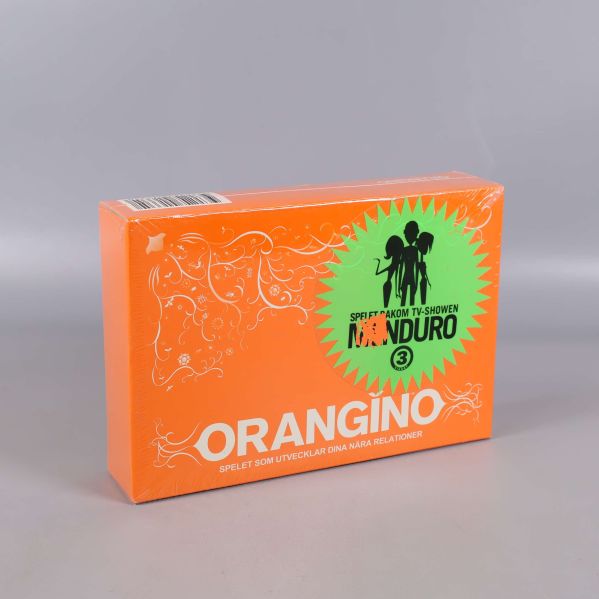 Orangino box i sned vinkel, visar design och storlek