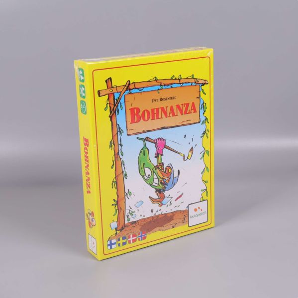 Snedvy av Bohnanza-spel med tecknad omslagsbild
