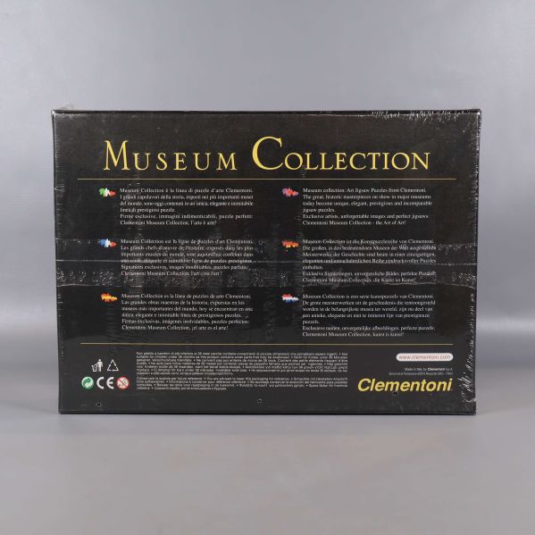 Baksida av pusselask med Museum Collection beskrivning