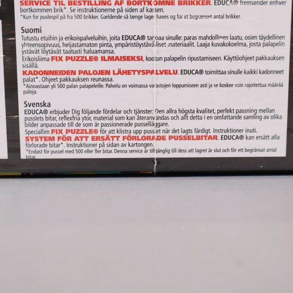 Närbild på textruta om saknade pusselbitar och service