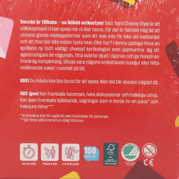 Närbild på baksidan med detaljerad beskrivning av spelet och symboler