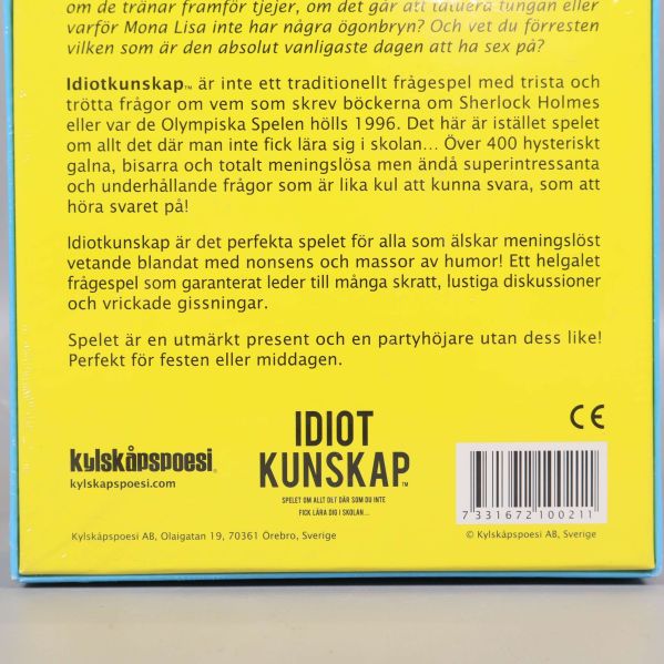 Fakta och tillverkare på baksidan