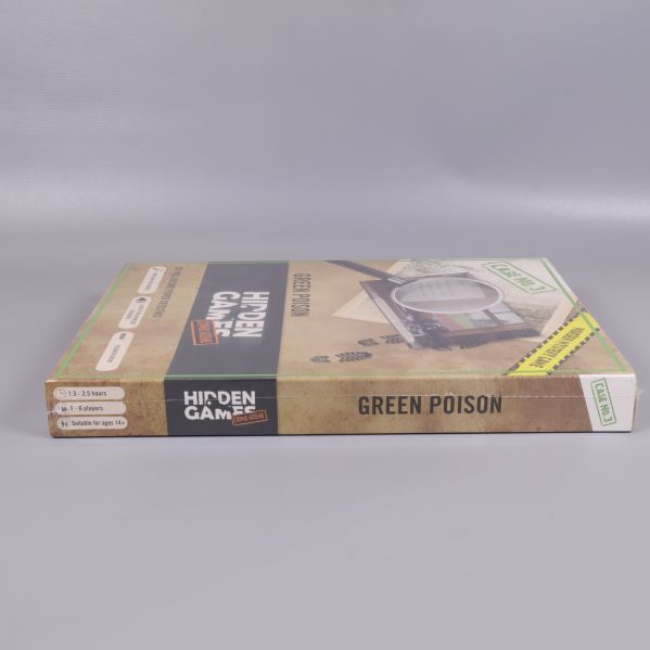 Green Poison Hidden Games låda visad från den andra långsidan