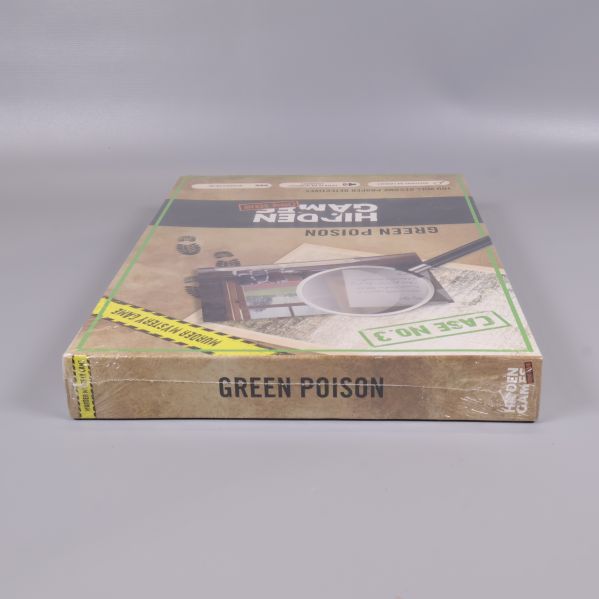 Green Poison Hidden Games box visad från övre sidan, titel och case-nummer synligt