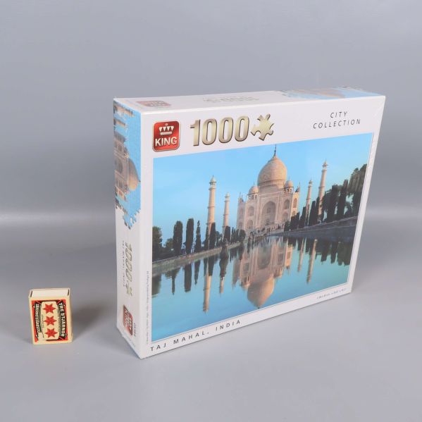 Pusselask Taj Mahal bredvid tändsticksask