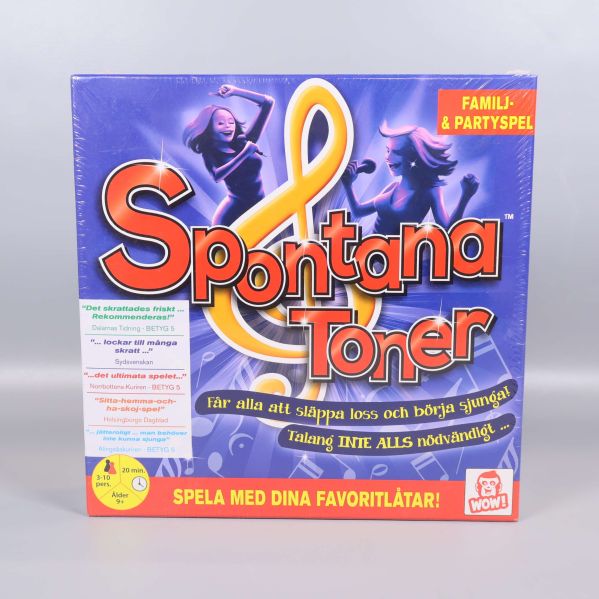 Framsidan av Spontana Toner spel med färgglad design