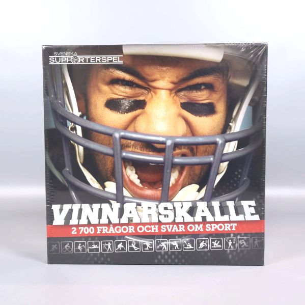 Frågespel Vinnarskalle syns framifrån med sportmotiv