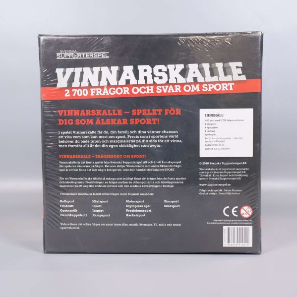 Baksidan av Vinnarskalle med text och beskrivning