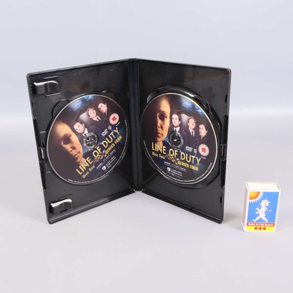 Öppet Line of Duty säsong 4 DVD-fodral med två skivor och tändsticksask