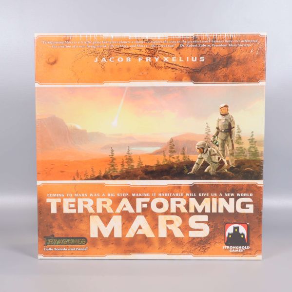 Terraforming Mars framsida med rymdlandskap och astronauter