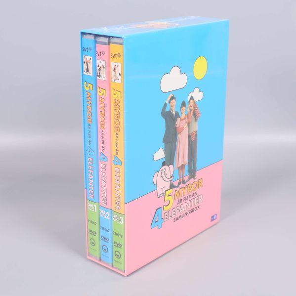 Samlingsbox med tre dvd-fodral ordnade på sidan