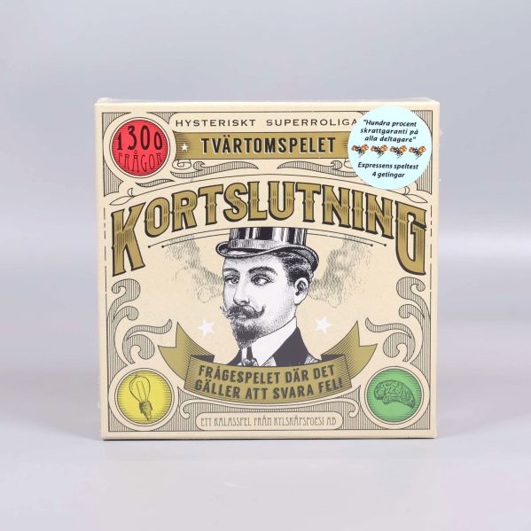 Spelets framsida med illustrerad man och texten Kortslutning