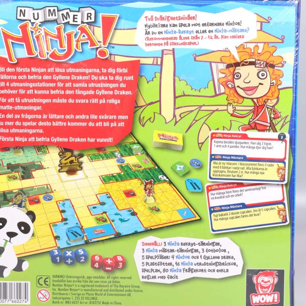 Närbild av baksida på Nummer Ninja med detaljerad spelplan
