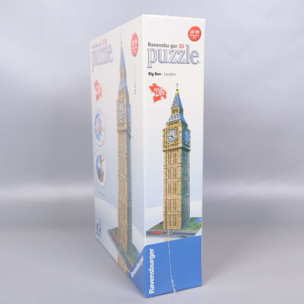 Sidan av Ravensburger 3D pusselbox visar Big Ben motivet