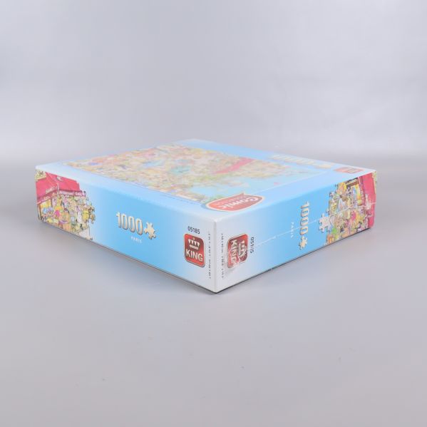 Sidan av Comic Collection Paris pusselbox med antal bitar och logotyp