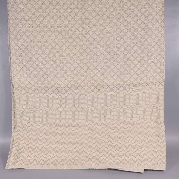 Upphängd duk visar komplett mönster och längd