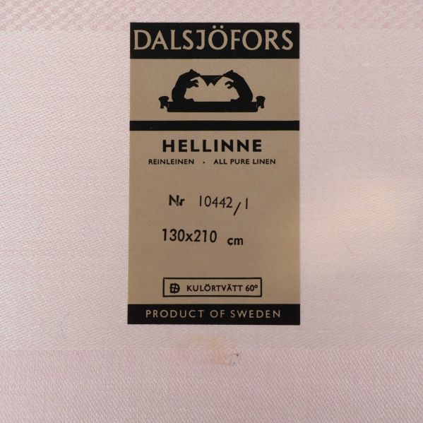 Närbild av Dalsjöfors hellinne-etikett med storlek 130x210 cm