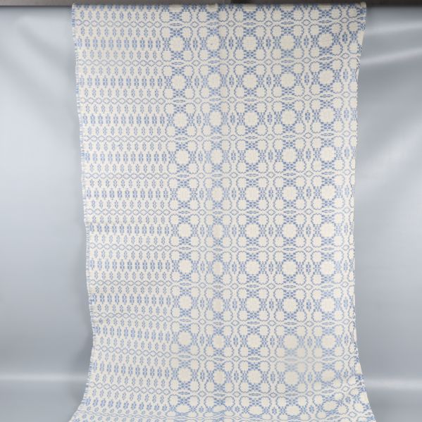Utvecklad vävd duk i blått och vitt