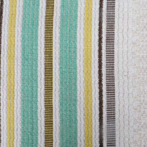 Närbild på duken visar textur och tydliga färgränder