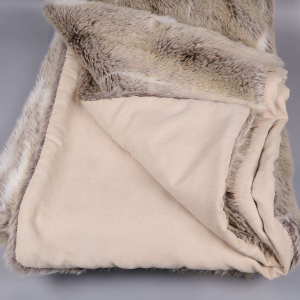 Pläd med baksidan synlig, ljusbeige textil