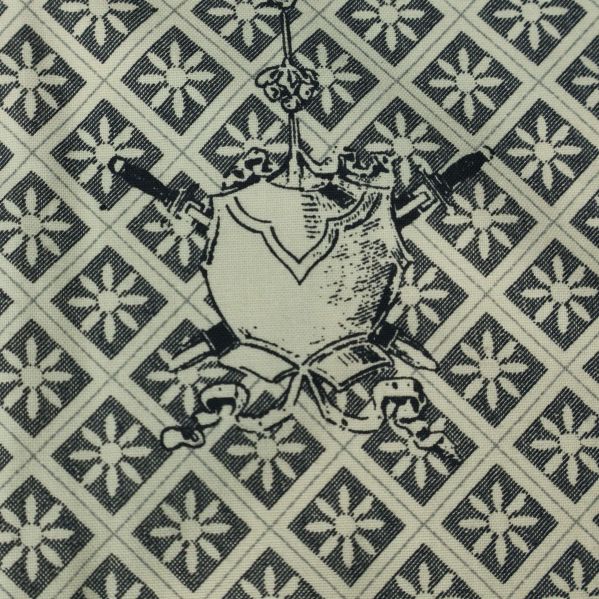 Detaljerat tryck med vapensköld och svärd