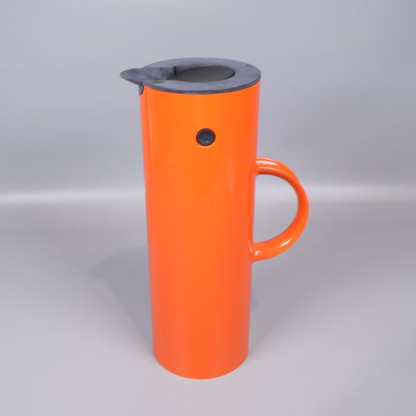 Termos i helformat, cylinderformad och orange med handtag