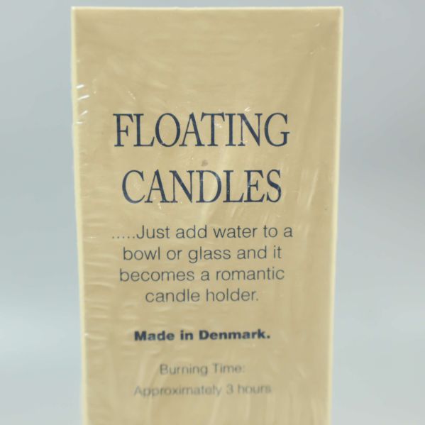 Förpackning med text Floating Candles och information om användning