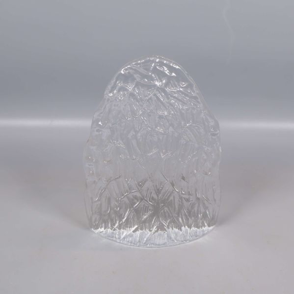 Glasdekor i genomskinligt glas fotad framifrån