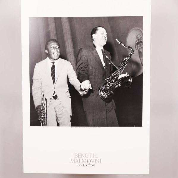 Affisch på Miles Davis och Lester Young