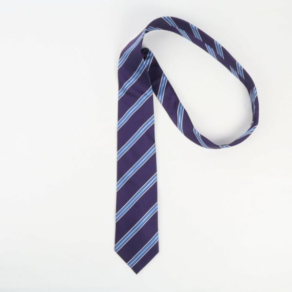 Sidenslips med randmönster Lila slips med ränder, i sin helhet