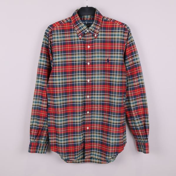 Rutig skjorta med långa ärmar och button down-krage 