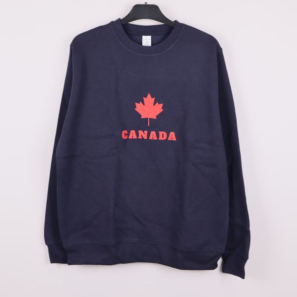 Mörkblå sweatshirt med rött lönnlöv och CANADA-tryck