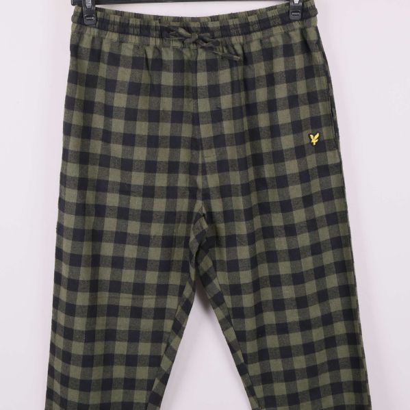 Rutiga pyjamasbyxor med broderad gul logga framtill