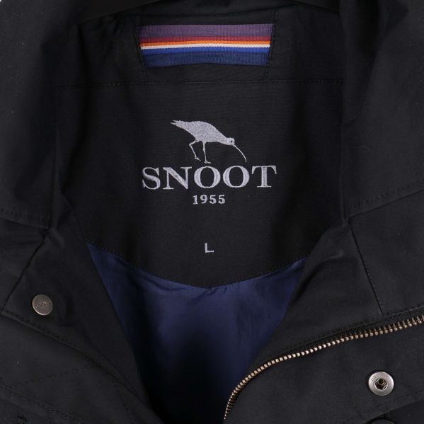 Närbild logotyp och innerfoder Snoot 1955